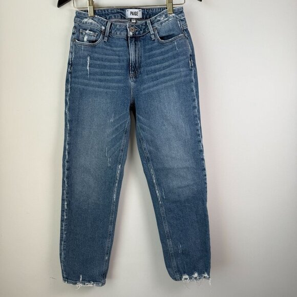 Paige Jeans Straight Leg Womens Noella Distressed Cropped Size 26 - Picture 1 of 6